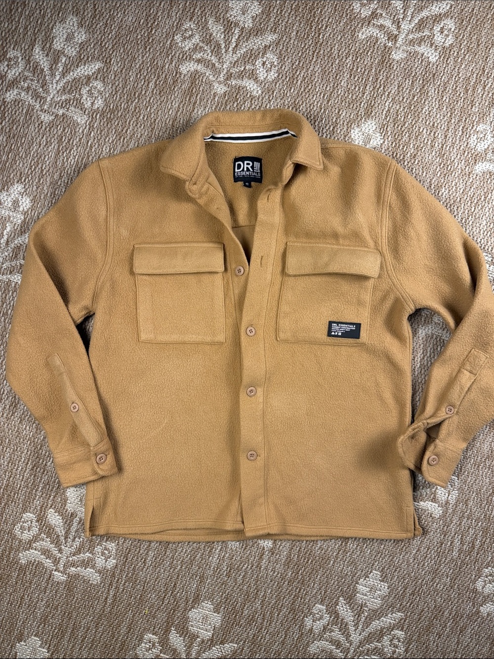 Essentials Camel Lightweight Fleece Shirt Jacket